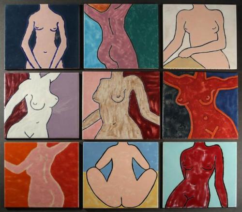 Jim Myers (American, 1958 - 2013) Nude studies (enameled tiles).