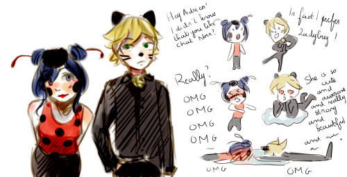 Carnival at school + Dumb SketchI just want to see Mari with cute buns and Adrien with a black jacke