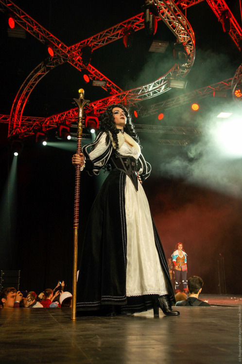 Starcon 2016, Saint Petersburg, Russia.Yennefer from books A.Sapkowski cosplay.Cosplayer, costume de