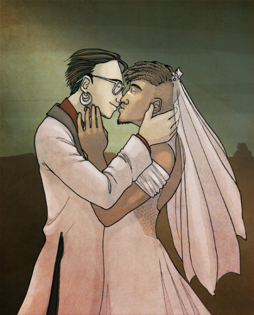I recently participated in the Chocolate Box fic/art exchange, and I drew Peter Nureyev/Juno Steel w
