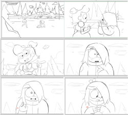 stevieborbolla:  some board panels from the flashback sequence in “you have to care”lil tidbit: there was a tiny mistake in design in 1 scene’s animation, but after we see them dressing up in each others clothes, i drew enid wearing her hair in