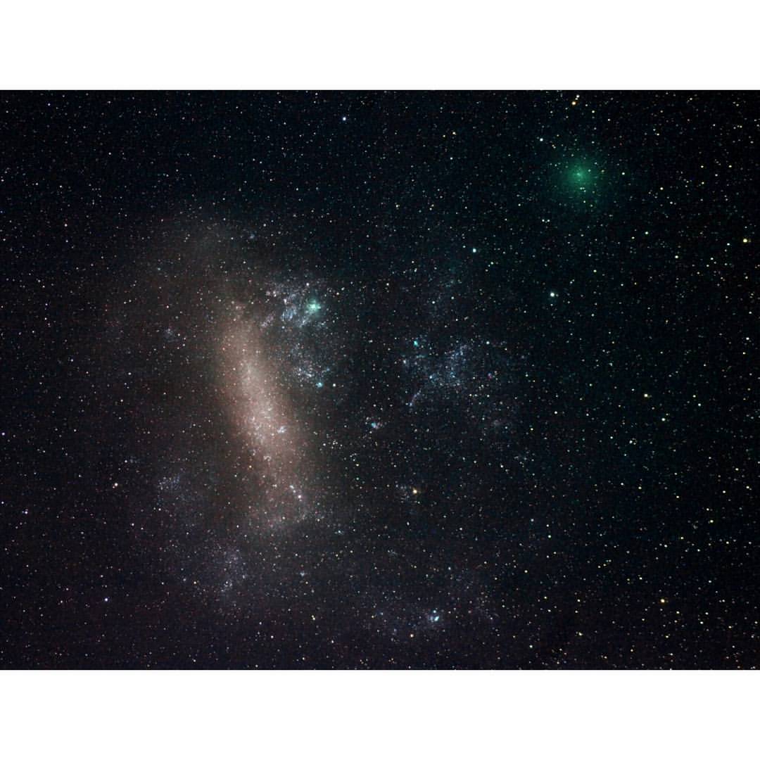 Close Comet and Large Magellanic Cloud #nasa #apod #comet #252plinear #greencoma