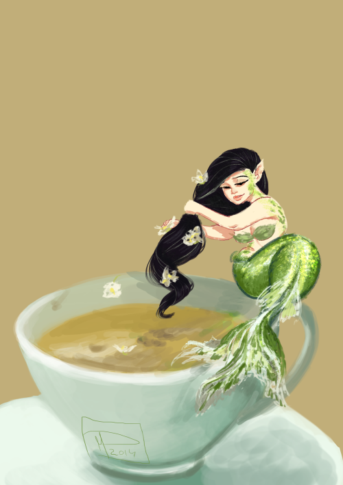 themoonmysteries:  jadenite:  Mermaid in your cup of hot chocolate. Mermaid in your tea cup. Mermaid in your coffee cup. Tiny mermaids helping you have the best hot beverage.   two of my favorite things together: mermaids and tea 
