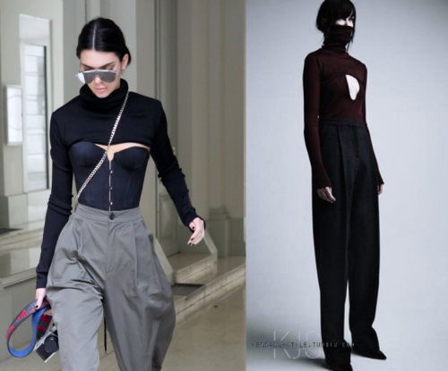 Kendall jenner | candid | October 2, 2016  Zaid Affas Fall 2016 Cropped High Neck Knit Top- una