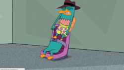 Perry the Platypus from Phineas and Ferb episode “Unfair Science Fair.” In this episode, Perry escapes Dr. Doofenshmirtz’s trap by jumping out of his fur and exposing his boxers to the viewers. Then, he runs off after Doofenshmirtz in his undies.