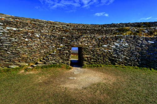 Stone ring fort at the Grianán of Aileach, on the summit of Greenan Mountain, County Donegal, Irelan