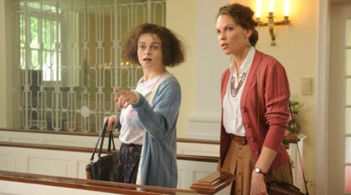 Production still featuring Helena Bonham Carter as Eleanor Riese and Hilary Swank as 