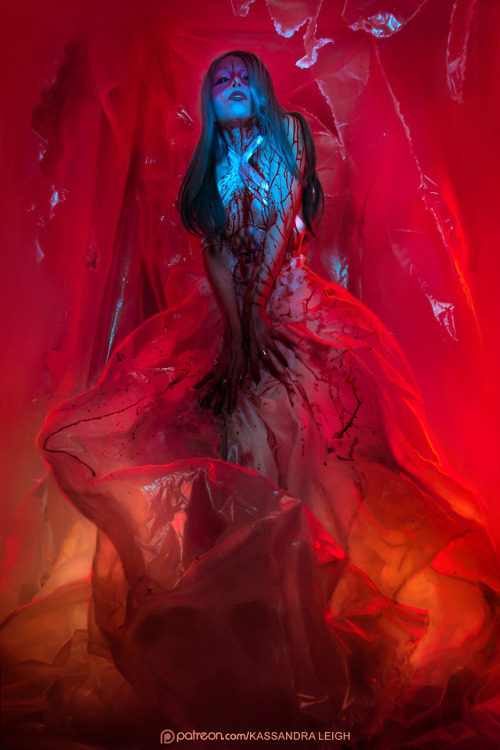 kassandraphoto:  I couldnt help but add a lil BTS shot at the end! This shoot I did with my friend Nan Valtiel was a great ‘getting back to our roots’ party. We used nothing but tarp, tape and fake blood to create images that feel like they are ripping