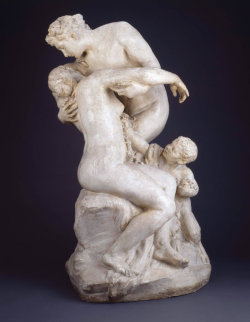 hismarmorealcalm:  Aimé-Jules Dalou (1838–1902)  Statuette of Bacchus Consoling Ariadne circa 1892 