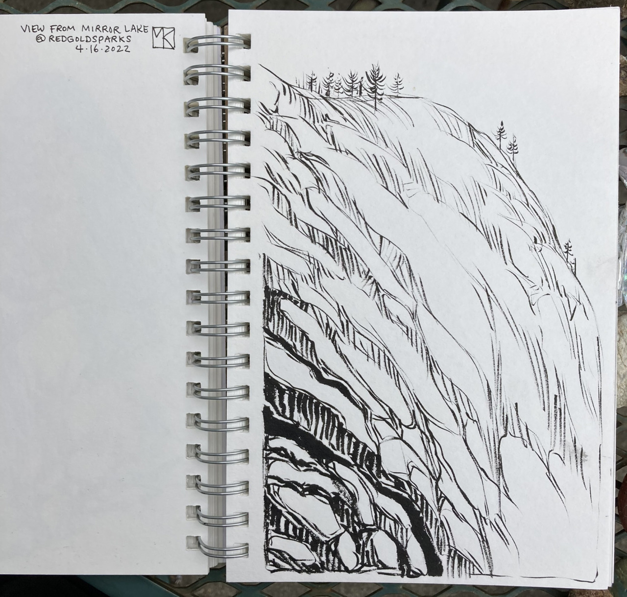 I went camping in Yosemite National Park! Here are all the sketchbook pages I filled. instagram / patreon / portfolio / etsy / my book / redbubble #yosemite #yosemite national park #sketchbook#nature sketchbook#landscape painting
