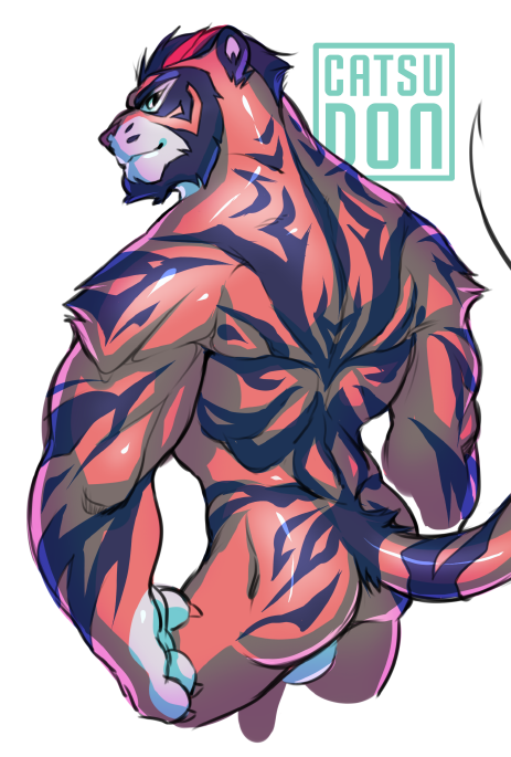 catsudon:   Hot tiger dude returns with a hot bod and bootay! ヽ(=^･ω･^=)丿