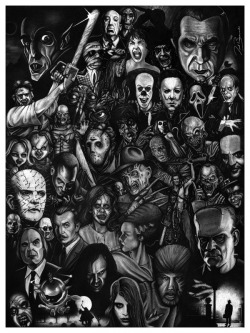 xombiedirge:  Hollywood Horror by Ted Bracewell 18” X 24” giclee print, S/N timed release edition. Sales are open for 2 weeks only, beginning Tuesday October 1st 12am PST until October 15th 2013, HERE. You can check out further details and an artist