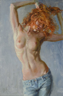 ewallisartist:  Jeans 6x4in. oil on panel, Eric Wallis 2013 