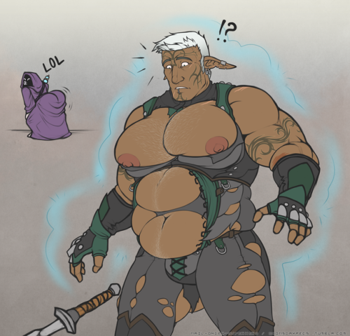 doomsdaypecs:  I had a number of asks requesting an armor-weight-gain-magic-styled-wardrobe-malfunction concept all sitting in my inbox for quite some time, so I finally made good on them! I’ve always wanted to do a WG sequence for awhile, I just could