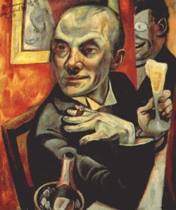   Self-portrait with champagne glass, 1919,