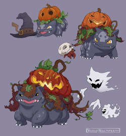 vincenzonova:  Guys I did more Pumpkin Bulbasaurs. More specifically, Halloween Bulbasaurs. Additionally we got:Witch-Hat Mimikyu, Skull Dwebble,and Spoopy Gastly-line