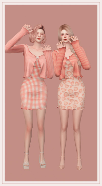 sudal-sims:[sudal] Flower button cardigan & dress▶  All lod▶  Nomal map ▶  Dress / cardigan -25 