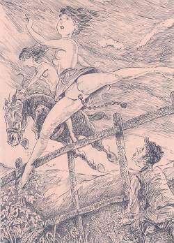 horseman919:  The second of two drawings found by  Boilerplant and sent to Sir Jeff’s ponygirl group on yahoo. The Artist is unknown!  Little details suggest this is a drawing from about 1900  /-  a few years.  Somehow it is pleasing that concepts