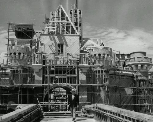 Walt sees his dream coming to reality - Sleeping Beauty Castle under construction! #waltdisney #walt