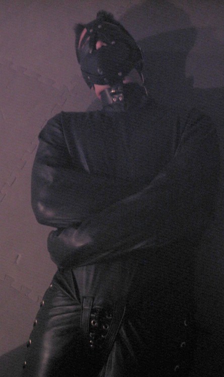 majorsbondage:  After having escaped from the rope bondage I was put into the leather straight jacke