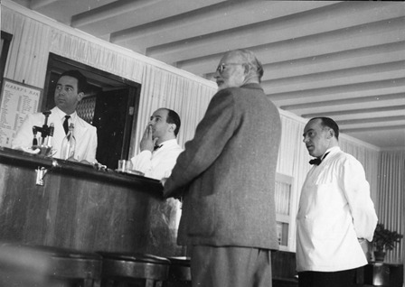 Another rare shot of Hemingway…this time at Harry’s Bar in Venice, Italy. Circa 1949.