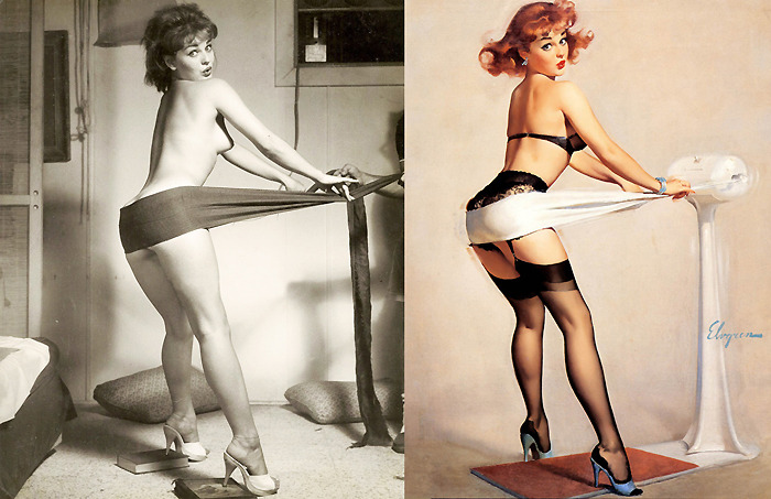  Model poses and the finished paintings of Gil Elvgren 