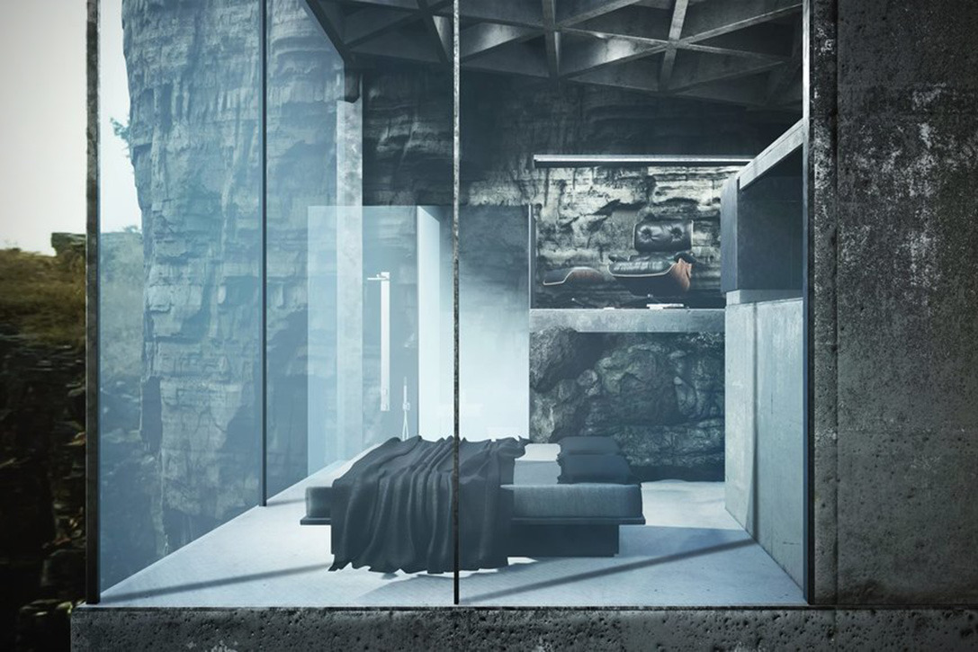 linxspiration:This Gorgeous Minimalist House Hangs Over The Side Of a Cliff