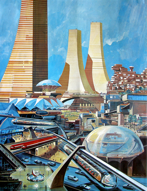 “Skyscrapers of the Future” 1968 | German Futurist Klaus Bürgle for “Das Neue Universum”