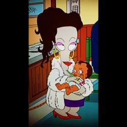 Fantasia Lopez and one of her ten babies. She&rsquo;s a self proclaimed Welfare Queen #roger #americandad #cartoons #notforkids