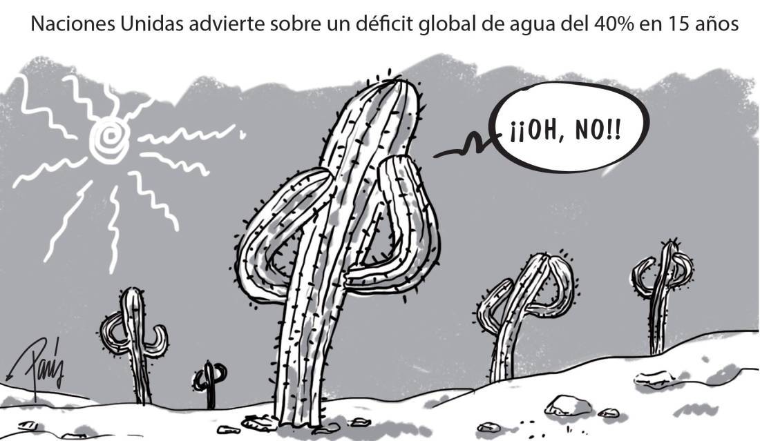 Naciones Unidas advierte sobre un déficit global de agua del 40% en 15 años.
Caricatura de París publicada el lunes 23 de marzo de 2015 en El Colombiano.