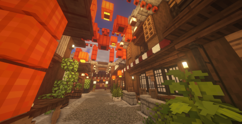 made some chinese new year CIT models and tested out a floating lantern alleyway 