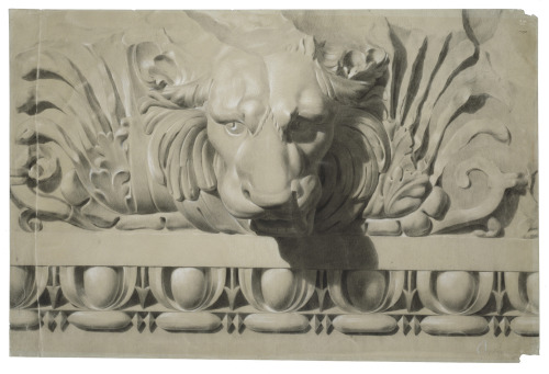 R. W. Herman, Study of ornament from the cast, 1840. Chalk on buff paper.This drawing was made by a 