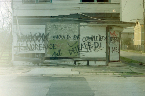 noisenest:  “If dese be projects, dey should be completed”, a sentiment that could be seen sprayed on inumerous buildings as my girlfriend and I walked in and out of abandoned, unfinished housing in New Orleans’ Florida Projects. If you