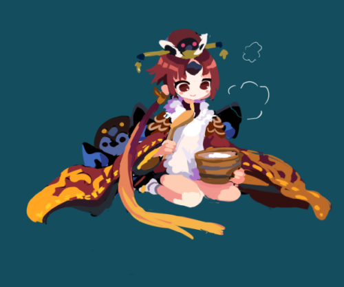 Some fanart of Beni-enma (from Fate Grand Order), she’s such a cute birdie &lt;3. This is 