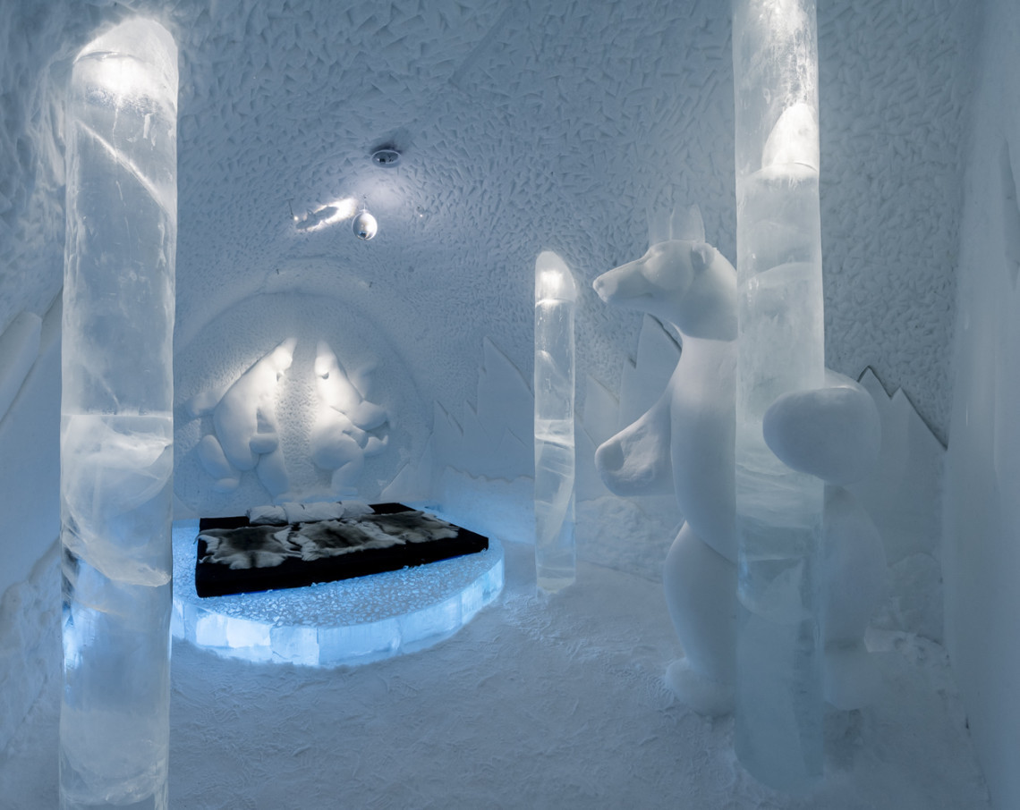 High class hibernation (guest rooms at IceHotel, Jukkasjärvi, northern Sweden)