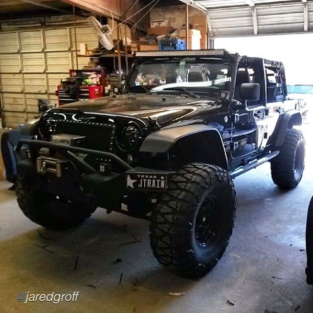 jeepbeef:  Black Beauty by @jaredgroff “New black jw speaker led headlights and