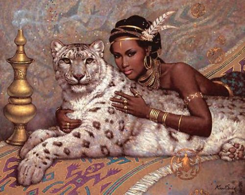 vintagegeekculture: Karl Bang’s princesses with great cats. Occasionally, to mix it up, h