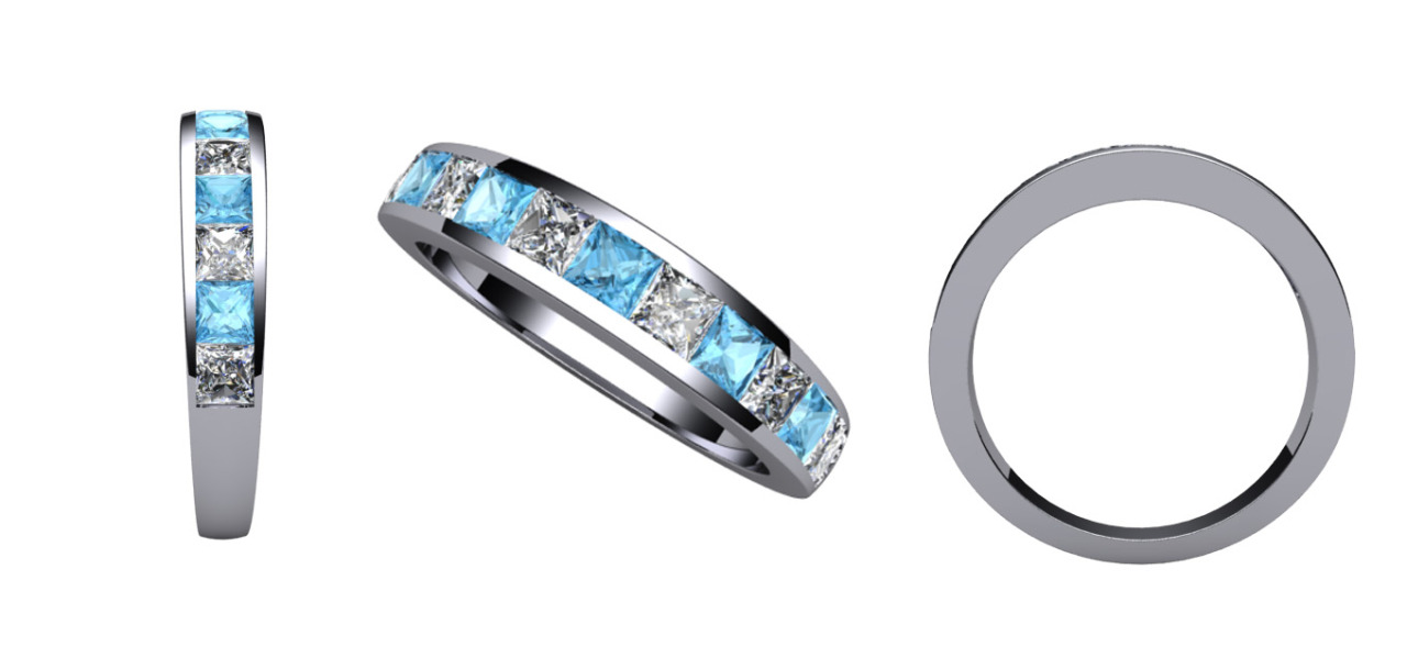 juliepeeljewellery:  Aquamarine &amp; Diamond Platinum eternity ring juliepeeljewellery.com