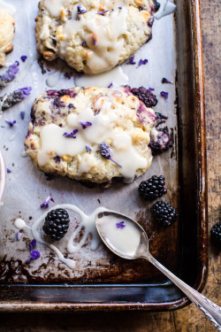 sweetoothgirl:    Blackberry Lavender White Chocolate Scones  