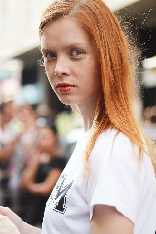 Dani Witt leaving MSGM / MFW ss15 street style / shot by Valentina Botta