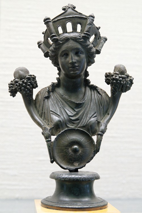 Bronze bust of Cybele (Magna Mater) with two cornucopiae.  Unknown Gallo-Roman artist, 1st cent. CE.