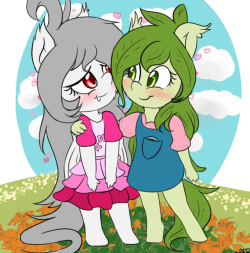 askflowertheplantponi:here have some chibi anthro Flower and Chi =w=/ &lt;3