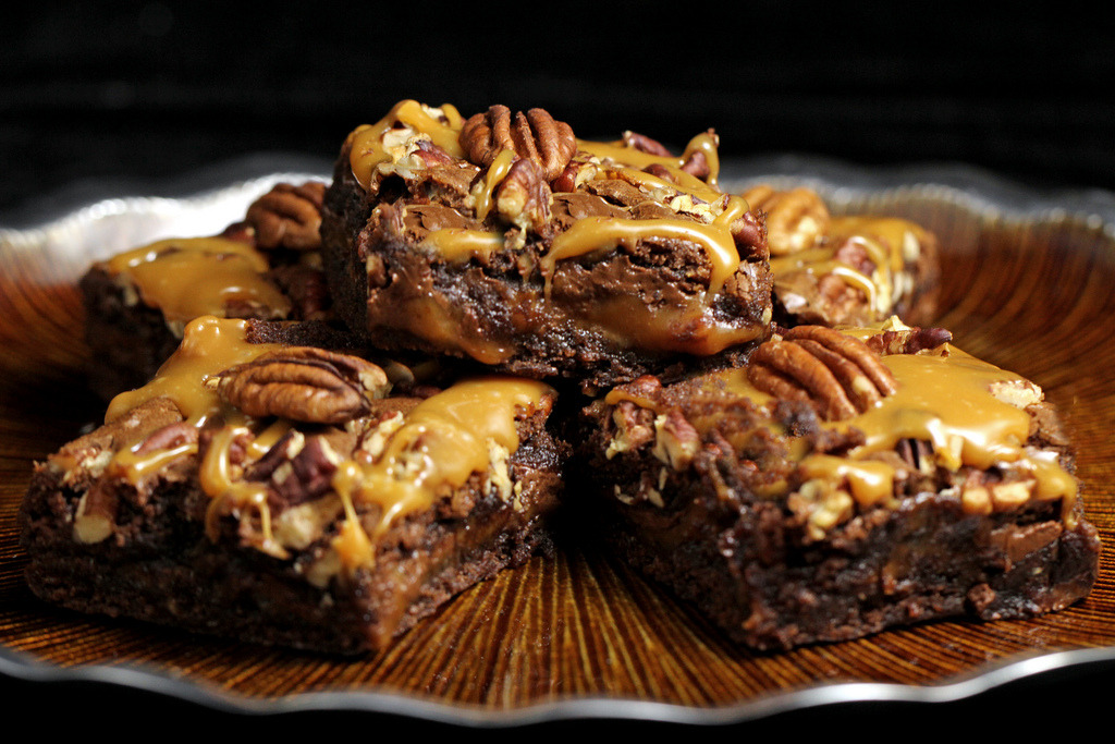 delectabledelight:  Chocolate Pecan, Caramel, Brownies (by IrishMomLuvs2Bake) 