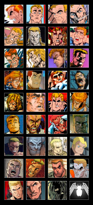 arkhangelske: The many faces of Eddie Brock I’ve been collecting little crops of Eddies from various comics for reference, decided to arrange them in a loose progression from 80s-present. Believe me I don’t have one from every single story arc, and