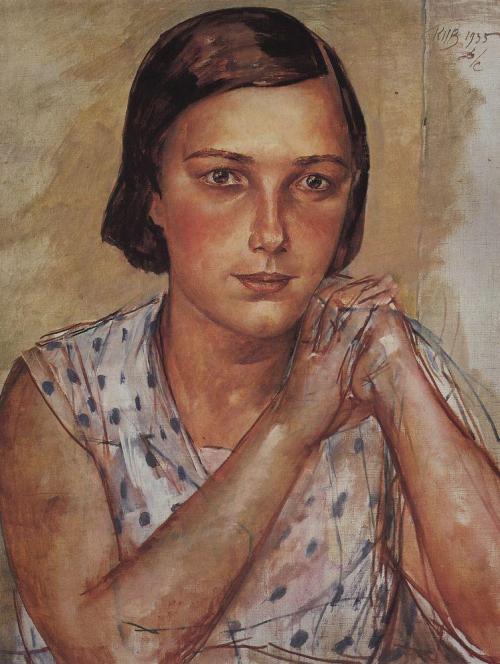 kuzma-petrov-vodkin: Portrait of the artist’s daughter, 1935, Kuzma Petrov-Vodkin