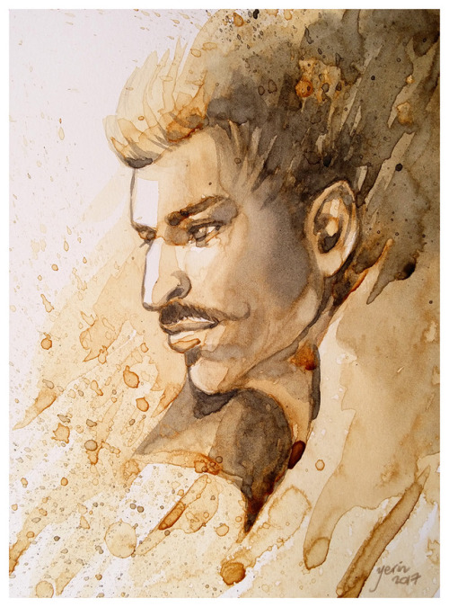 slugette:Dorian Pavus - coffee and ink painting (I couldn’t get the dark values with coffee alone,