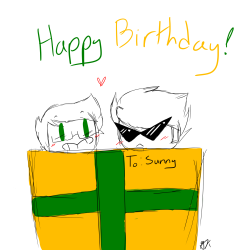 Grace: Hi, uh, i just made this as a small birthday gift for you, so have a box of dirkjake from me to you!aww thank you so much! 8′)