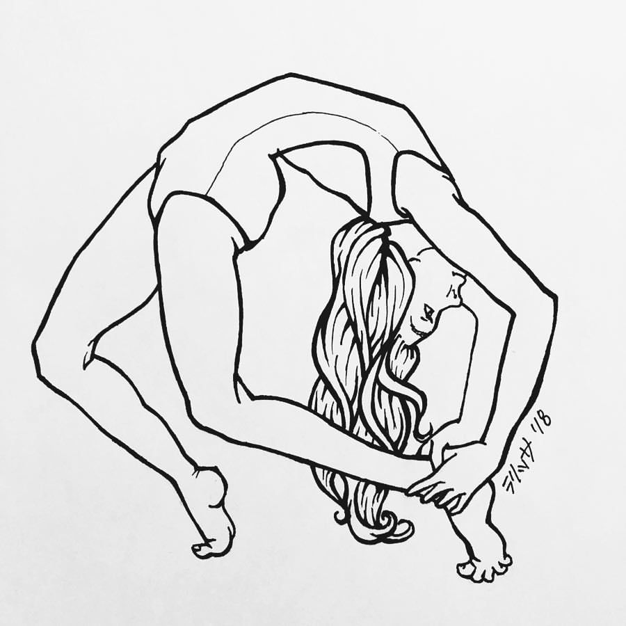 pleeai:
“#Inktober Day 26: Stretch is inspired by @lains19 because she’s just all around awesome. 💞
#inktober2018 #dance #acro #contortion #dancer #art #artwork #artist #penandink #strongwomen #girlpower #shapes #skill #practice #hair #instaartist...