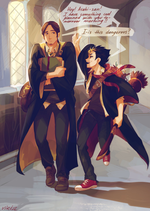 viria:Because apparently Haikyuu!! and Hogwarts are things that are absolutely necessary to combine.I figured for now I’ll go only for senpais because the uni starts on monday again, and finishing everything I planned to upload in one photoset would
