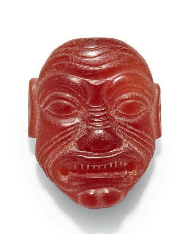 archaicwonder:
“ Neo-Assyrian Humbaba Amulet, 8th-7th Century BC This carnelian head is carved with the grimacing and grotesque face of the Sumerian demon Humbaba. Heads like these were used as amulets since they were believed to ward off evil. In...